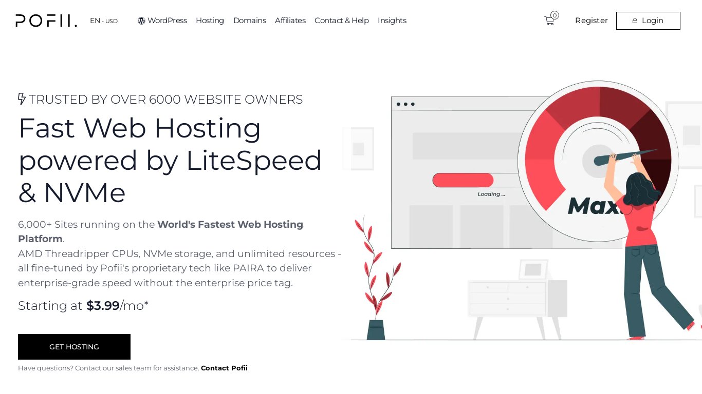 Pofii Landing page