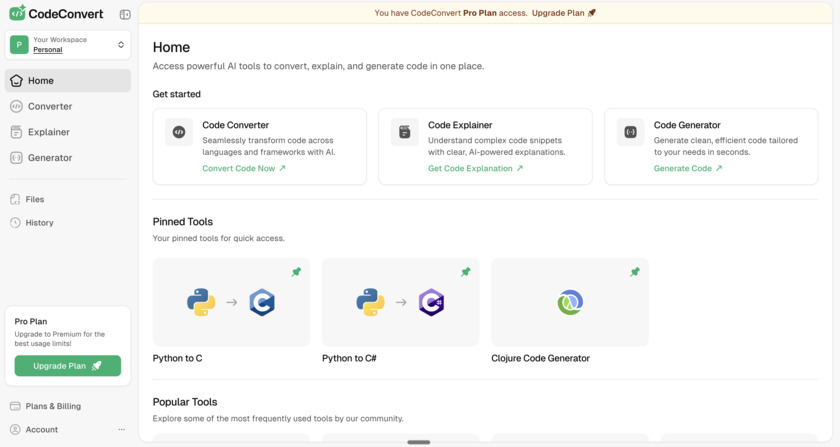 CodeConvert Landing Page