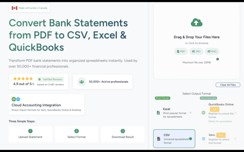 Bank-Statement-Conversion Landing Page