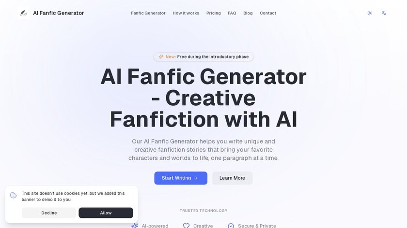 Fanfic Generator Landing Page