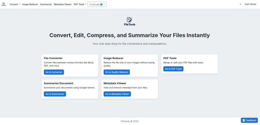 FileTools.site Landing Page