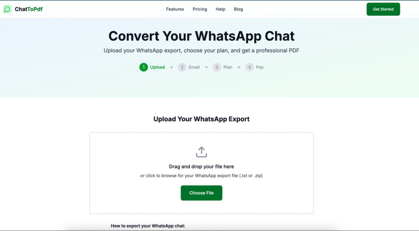 ChatToPdf.app Landing Page