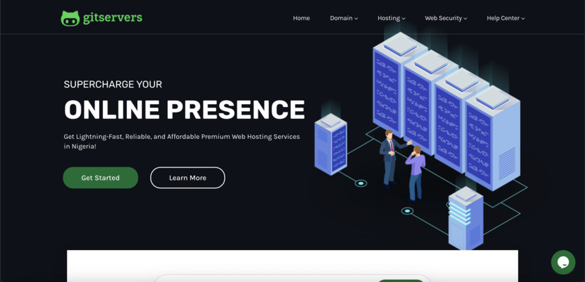 Gitservers Landing Page