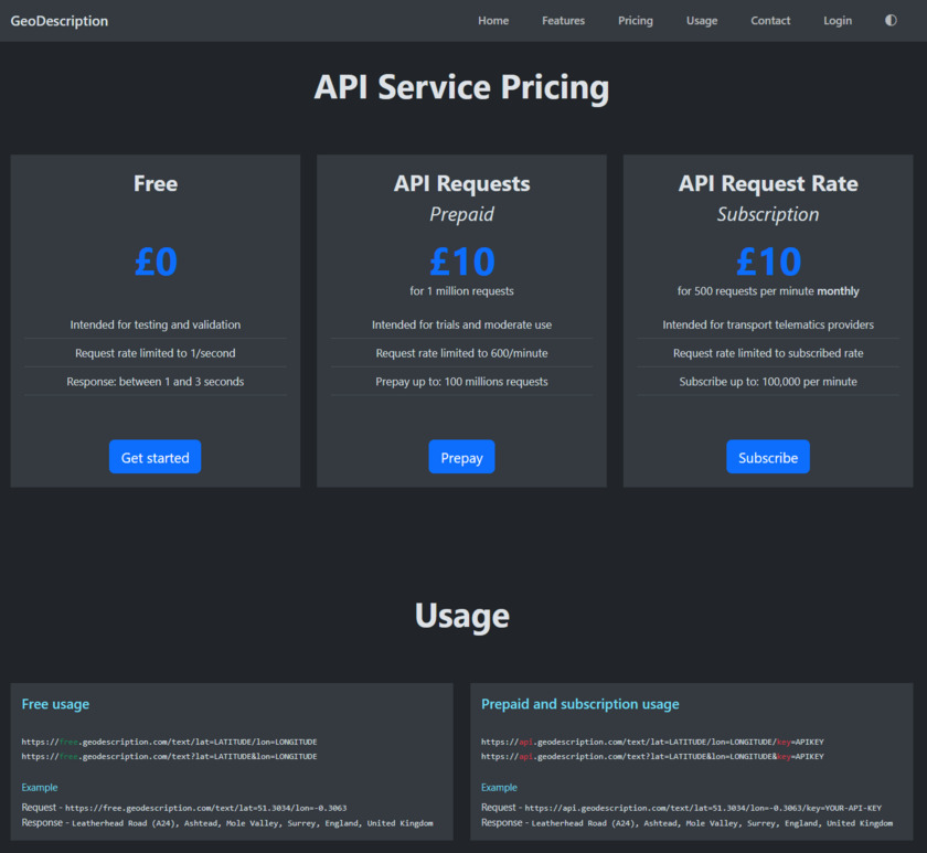 Geo Description Landing Page