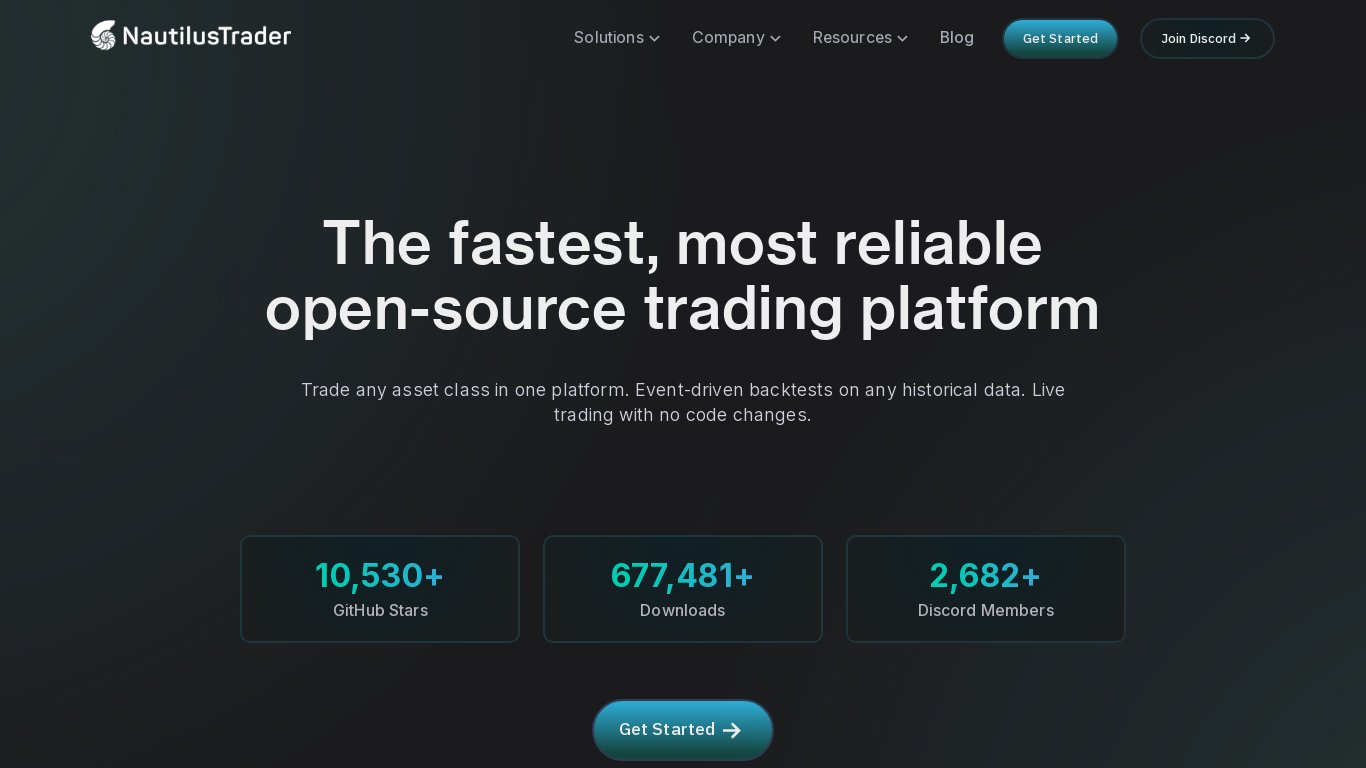 NautilusTrader Landing page