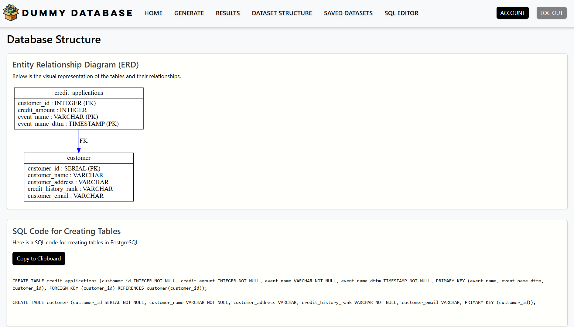 DUMMY DATABASE ERD