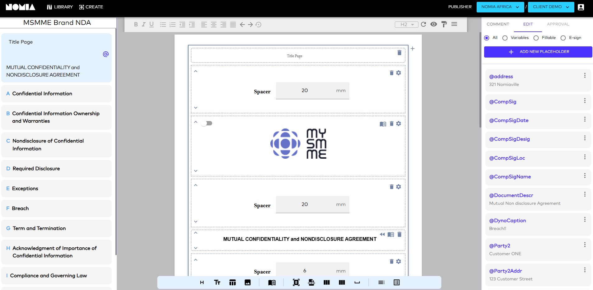 Nomia Docs Editor