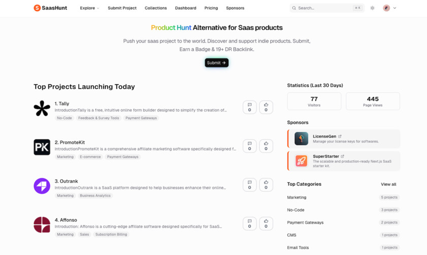 SaasHuntBest Landing Page