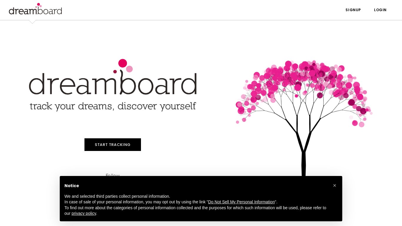 Dreamboard.com Landing page