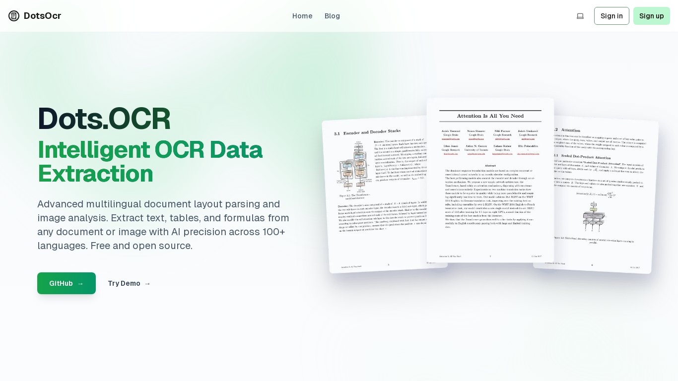Dots.OCR Landing page