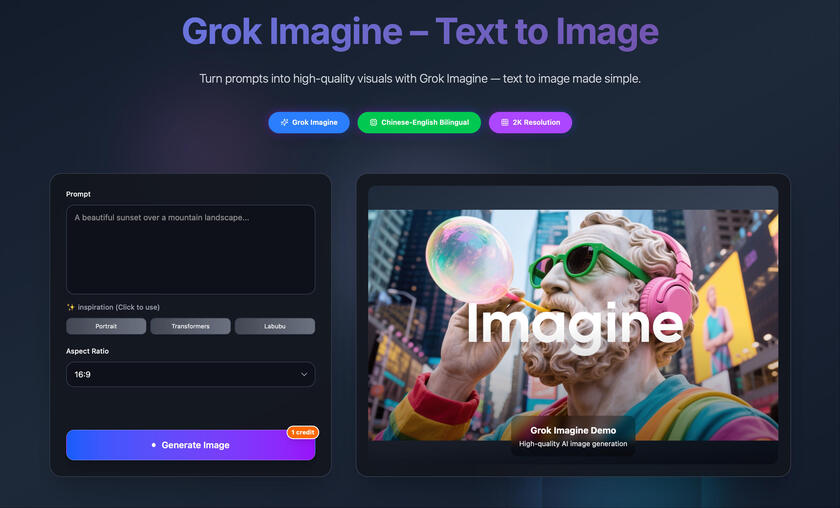 GrokImagineAI.net Landing Page