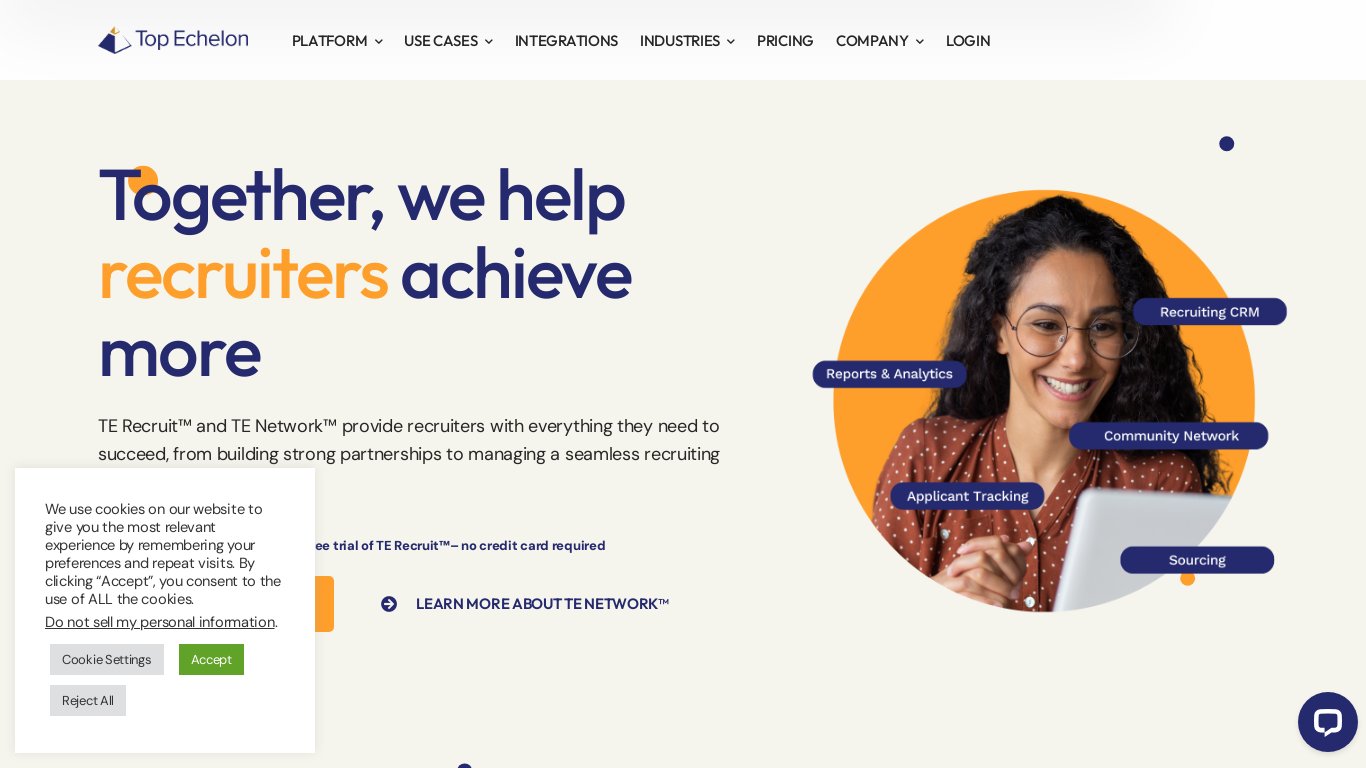 Top Echelon Landing page