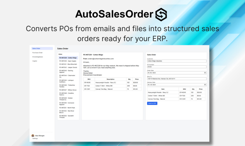 AutoSalesOrder Convert POs from emails and files
