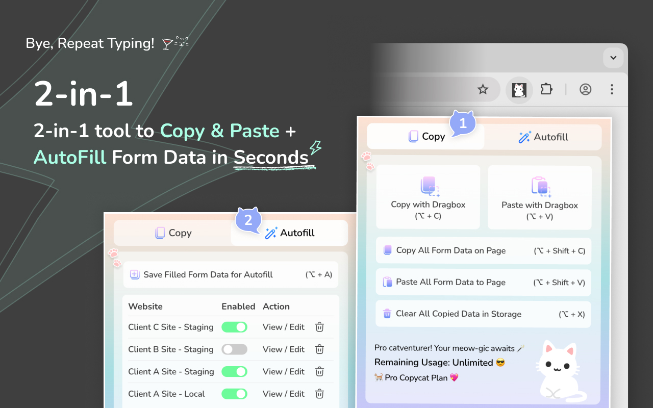 MultiField CopyCat 2-in 1-Tool to Copy, Paste & Autofill Forms in Seconds | MultiField CopyCat