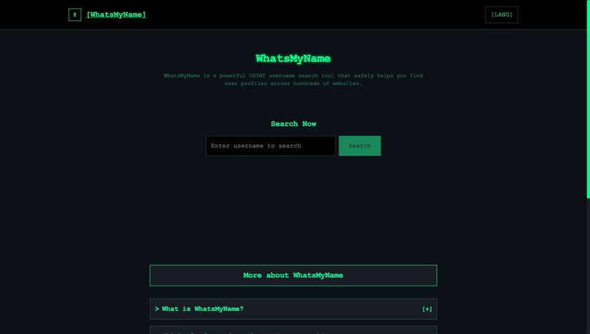 WhatsMyName.wiki Landing Page
