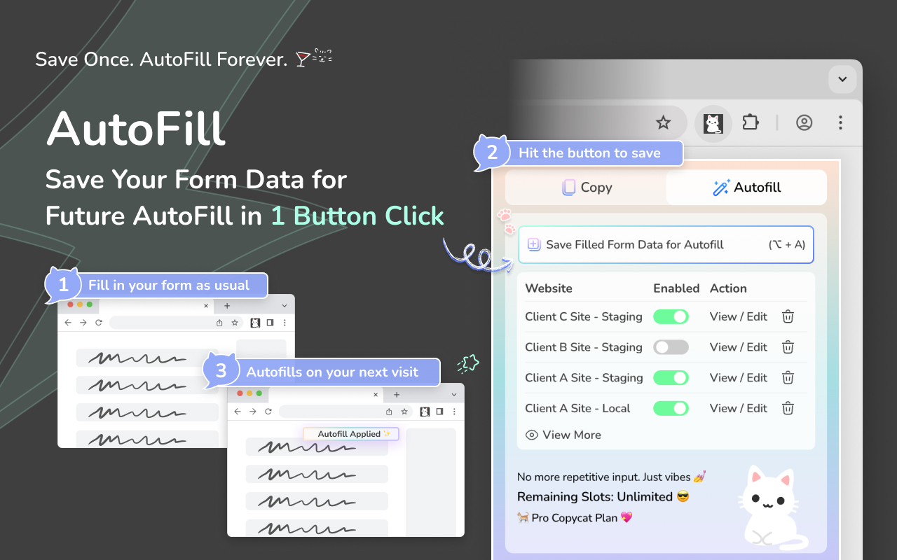 MultiField CopyCat Save Your Form for Future AutoFill in 1 Button Click | MultiField CopyCat