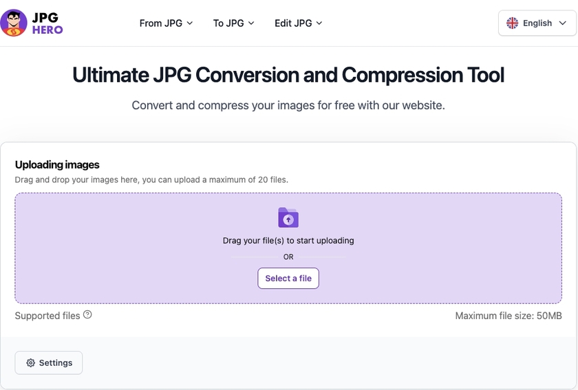 JPGHero Landing Page