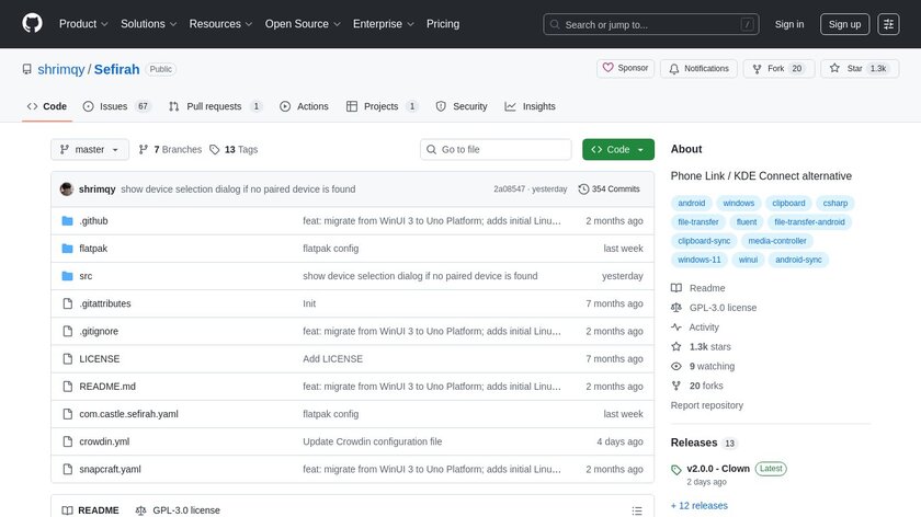 Sefirah Landing Page