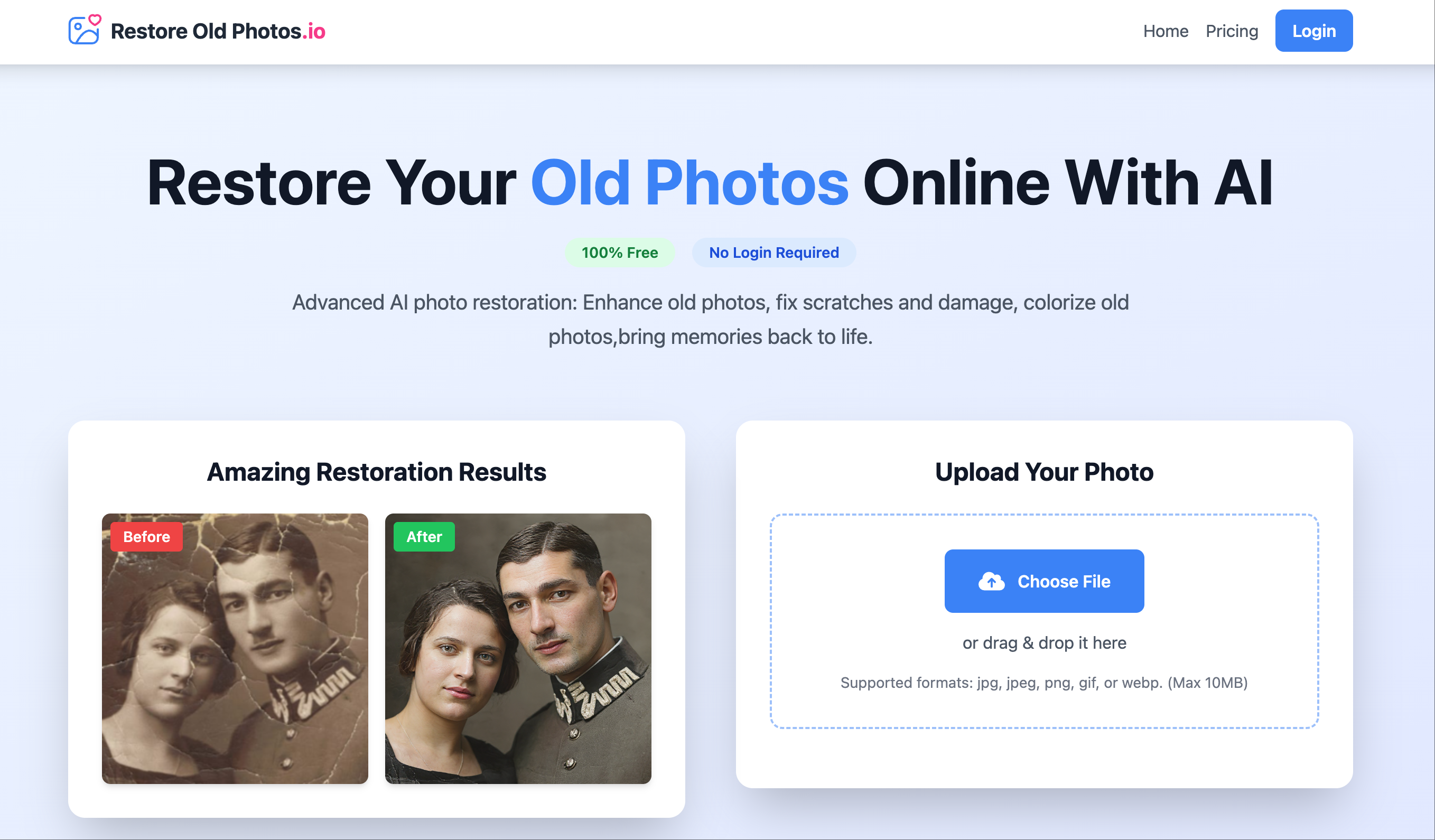 RestoreOldPhotos.io Restore Old Photos Screenshot
