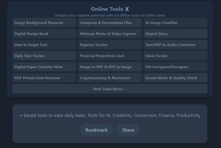Online Tools X Landing Page