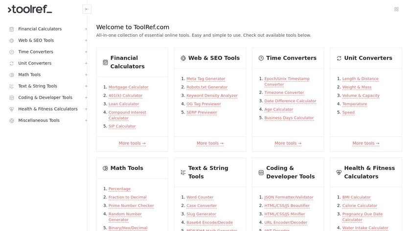 ToolRef Landing Page