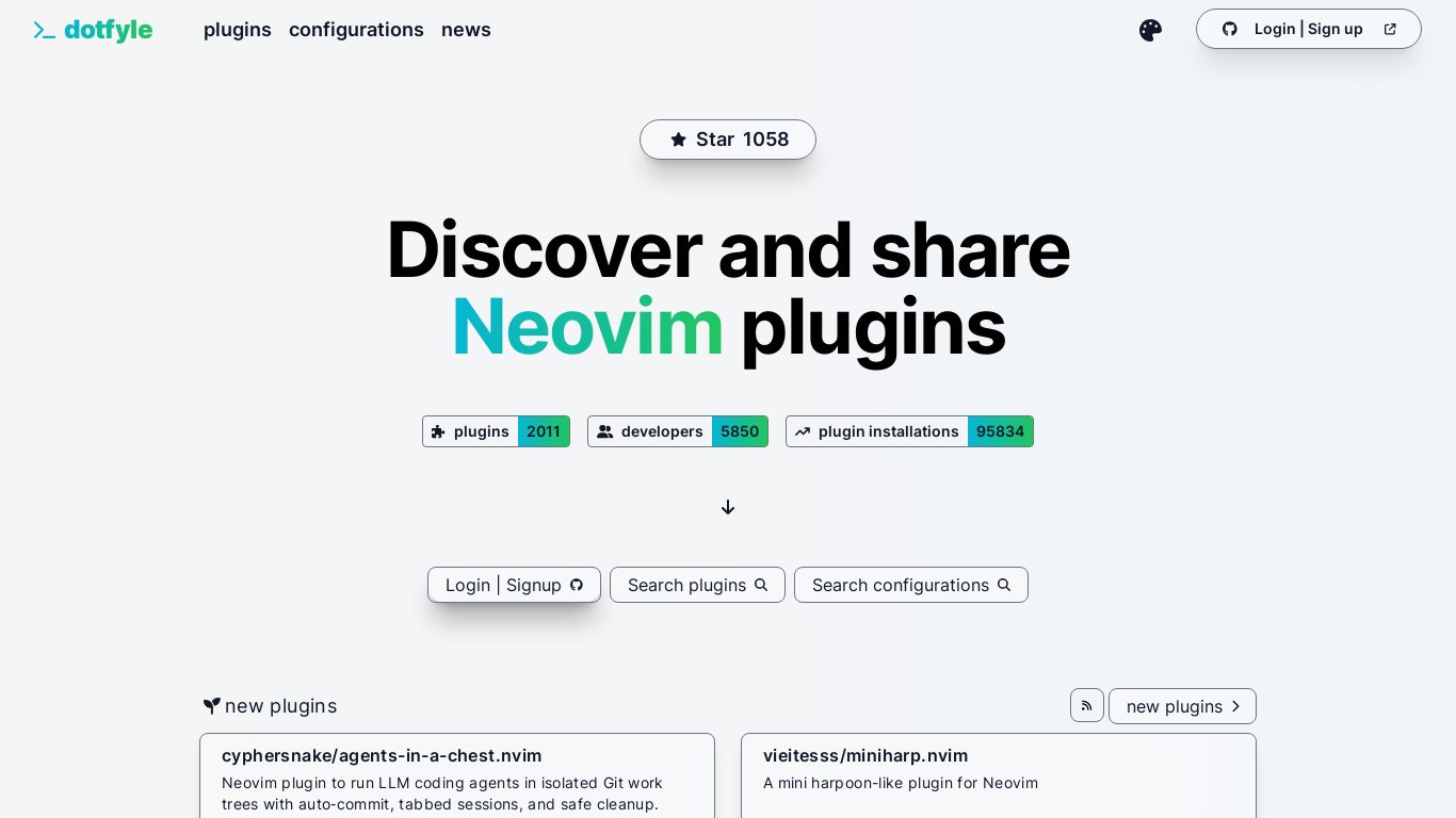 dotfyle Landing page