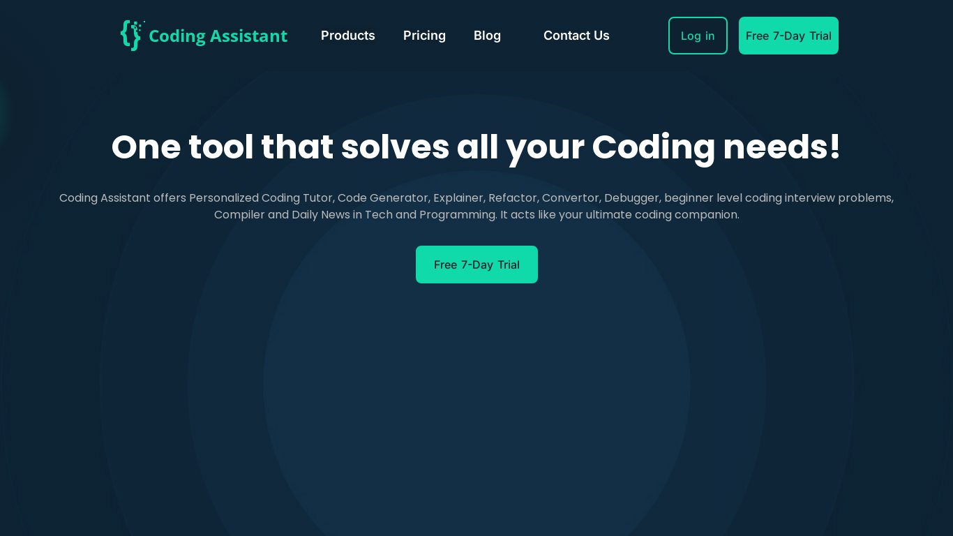 Coding Assistant Landing page