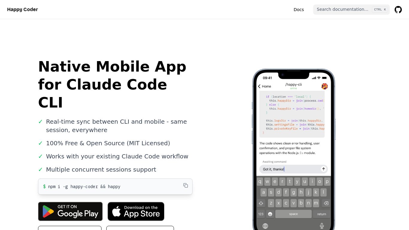 Happy Coder Landing page