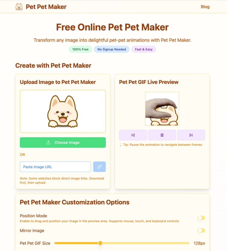 Pet Pet Maker Landing Page