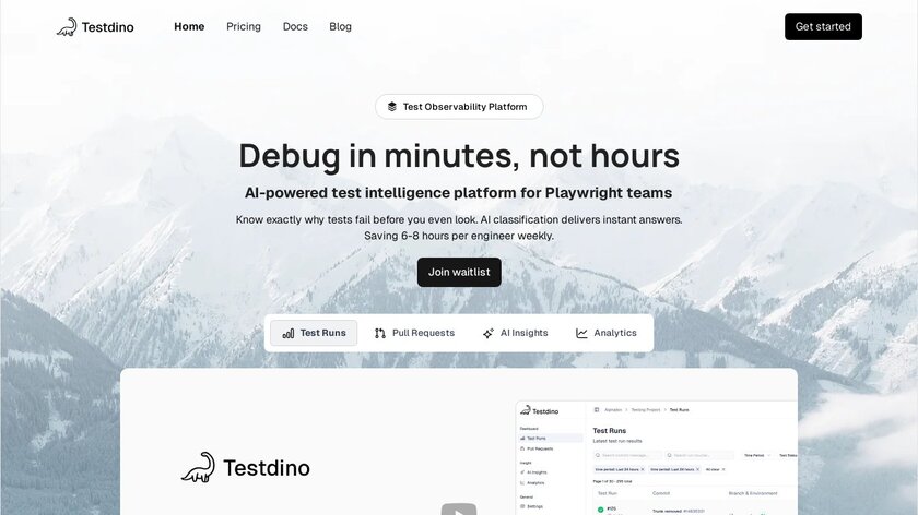 Testdino Landing Page