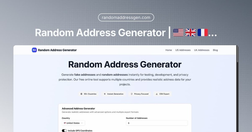 Random Address Gen Landing Page