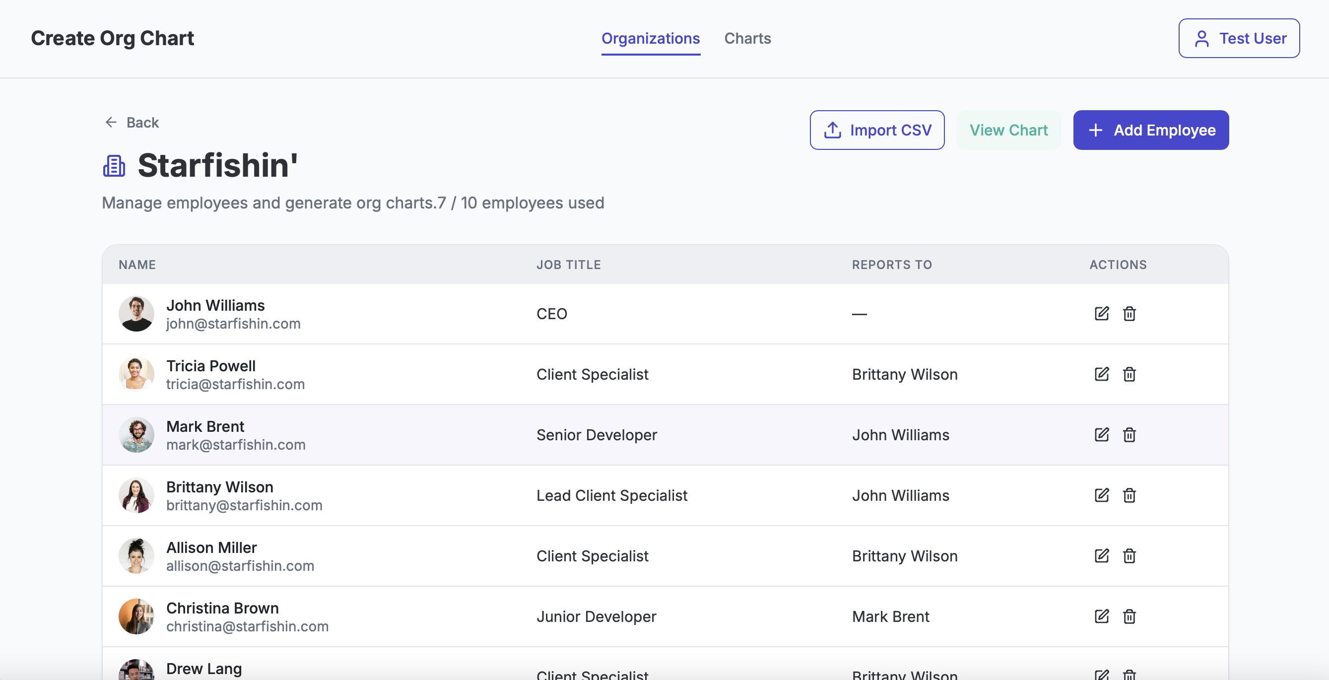 CreateOrgChart.com Add Employees