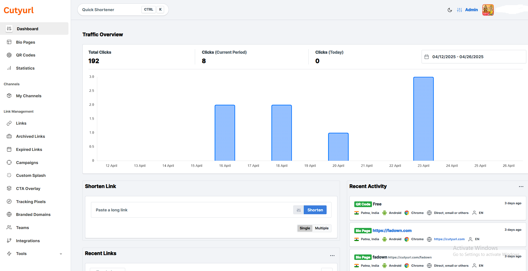 CutyURL Short Links, Branded Links, Smart Analytics