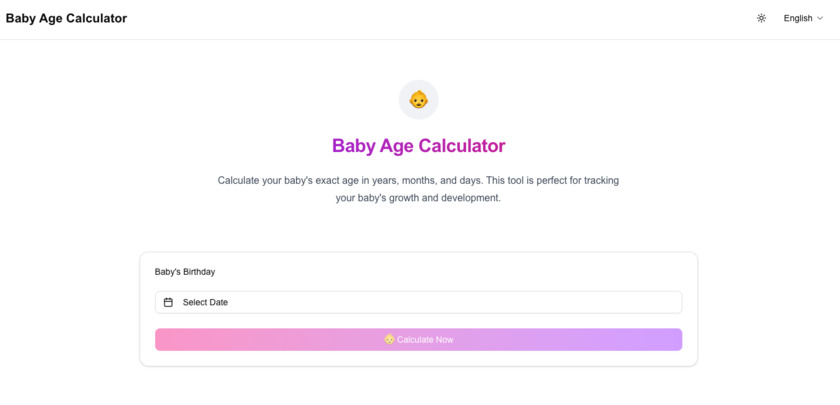 Baby Age Calculator Landing Page