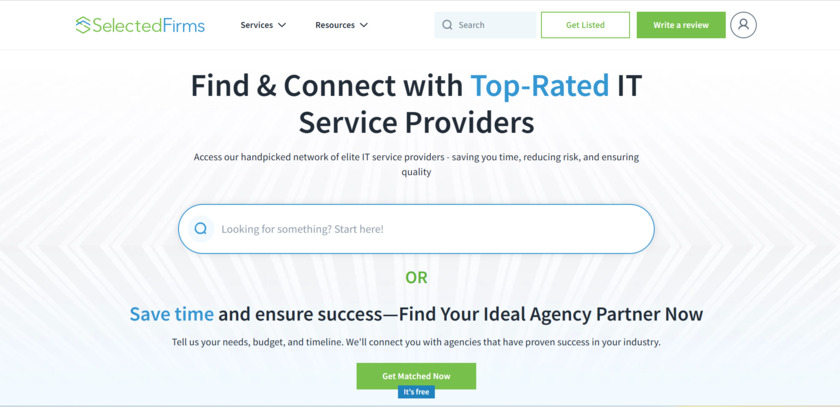 SelectedFirms Landing Page