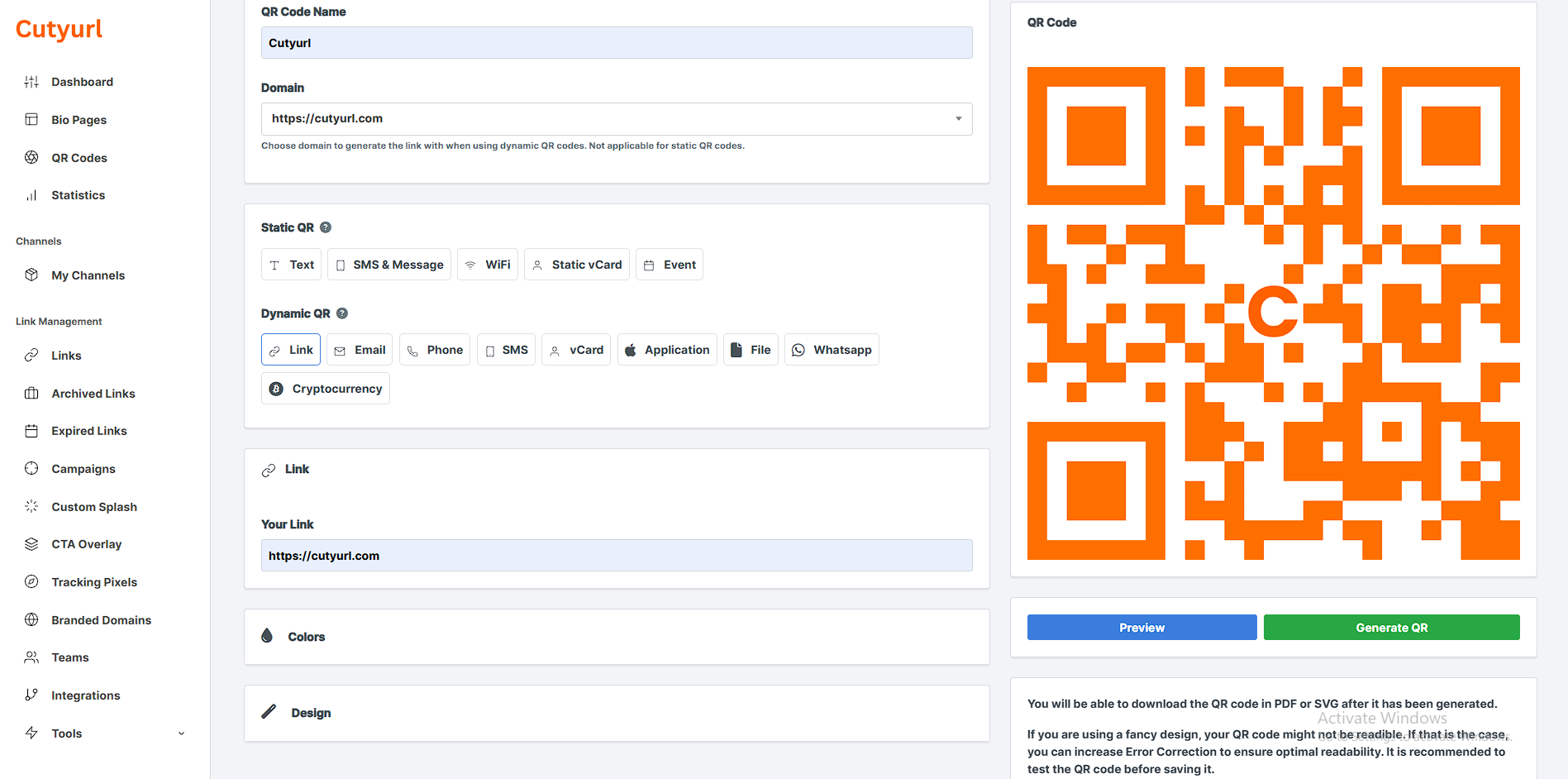 CutyURL CutyURL – QR Codes, Custom Domains & More