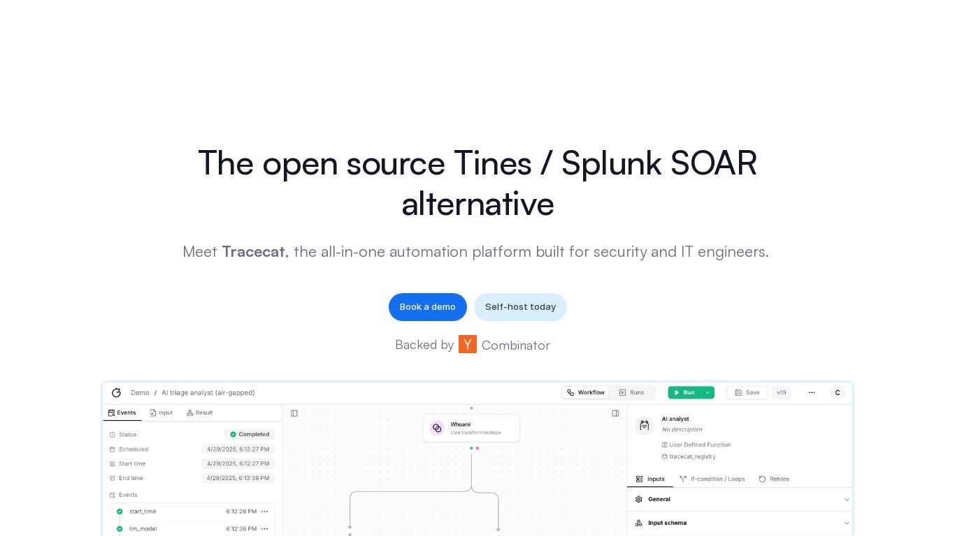 Tracecat Landing page