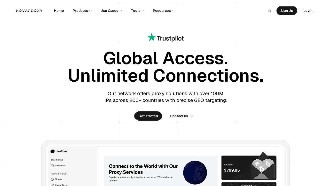 NovaProxy.io Landing page