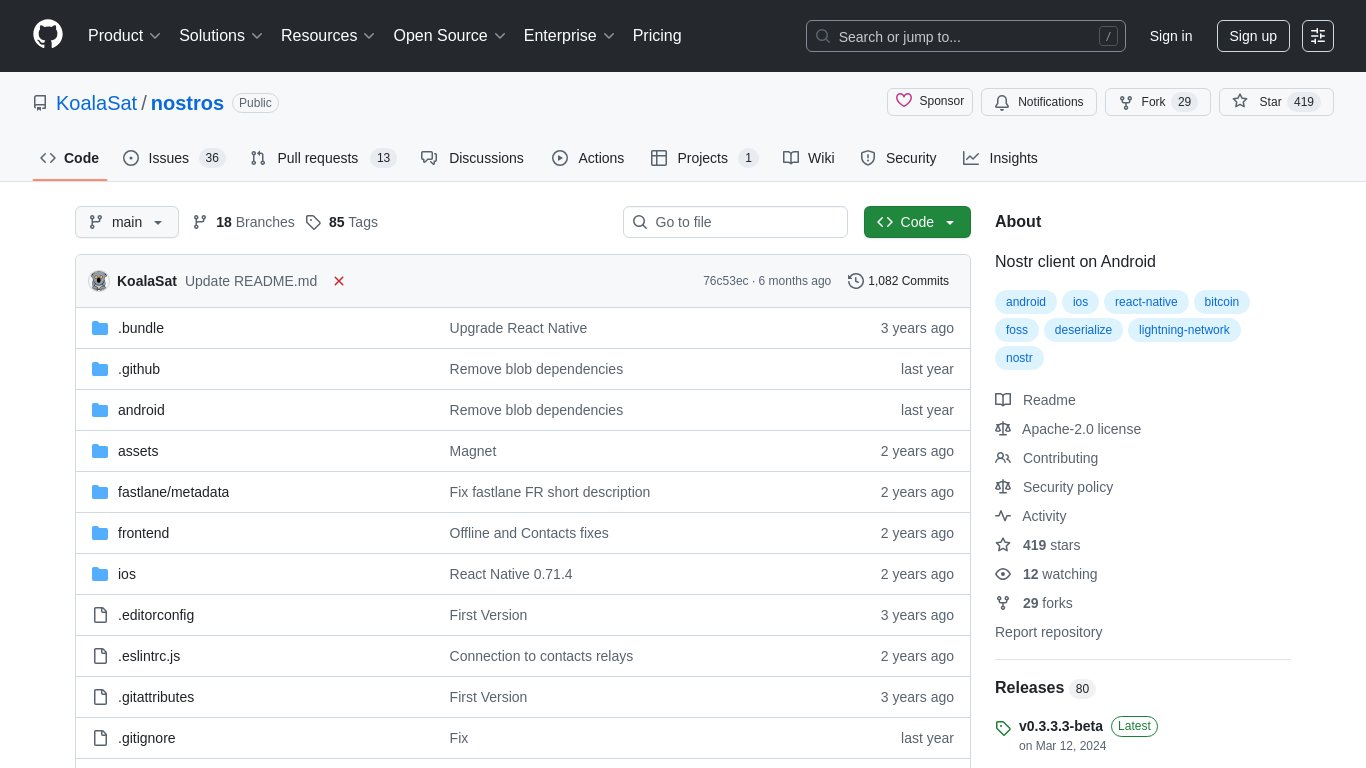 Nostros Landing page
