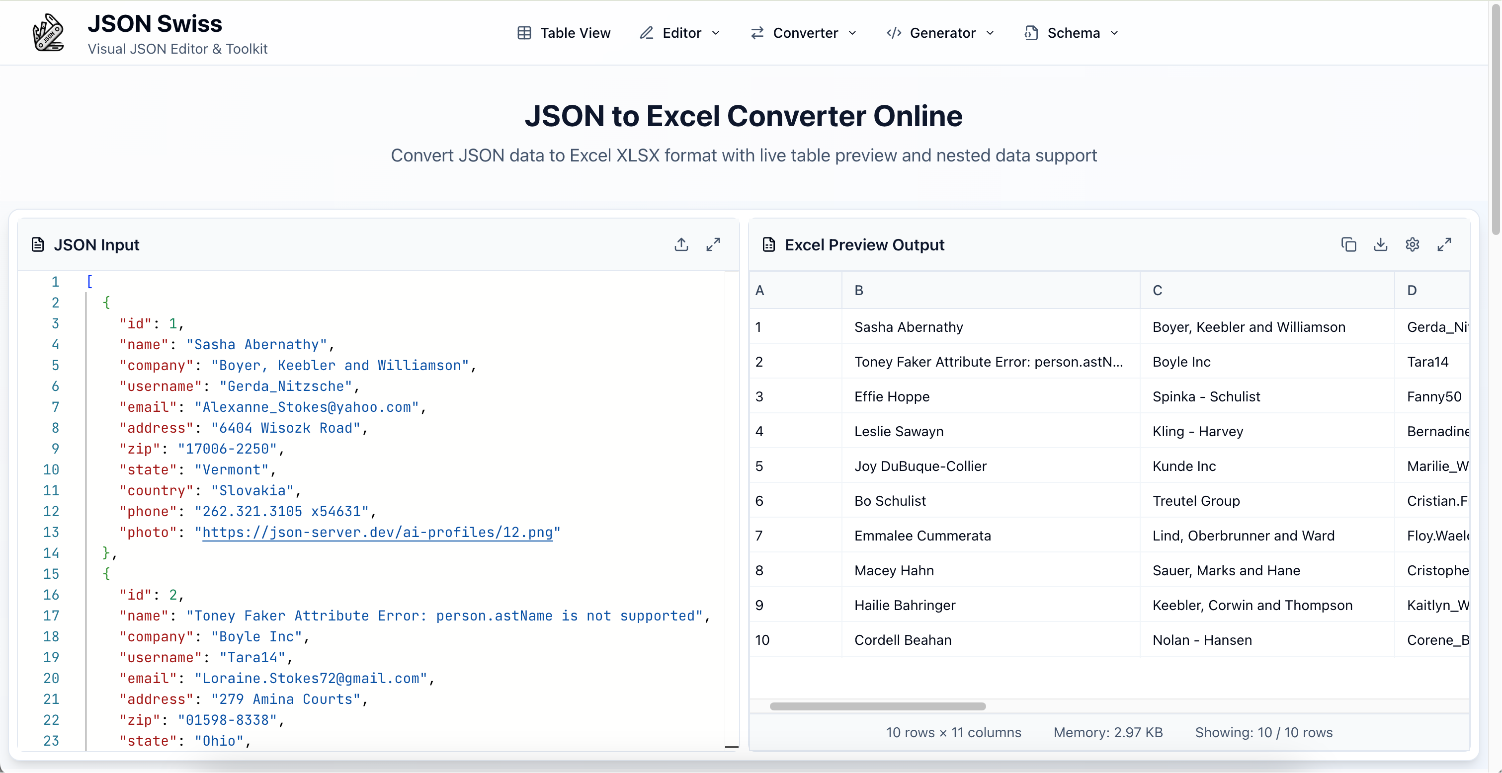 JSON Swiss 