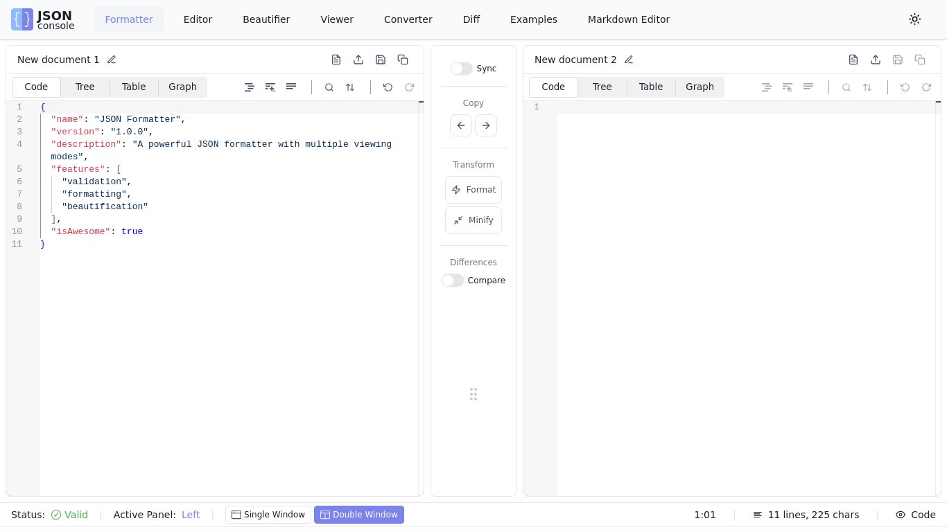 JSONConsole.com Landing page