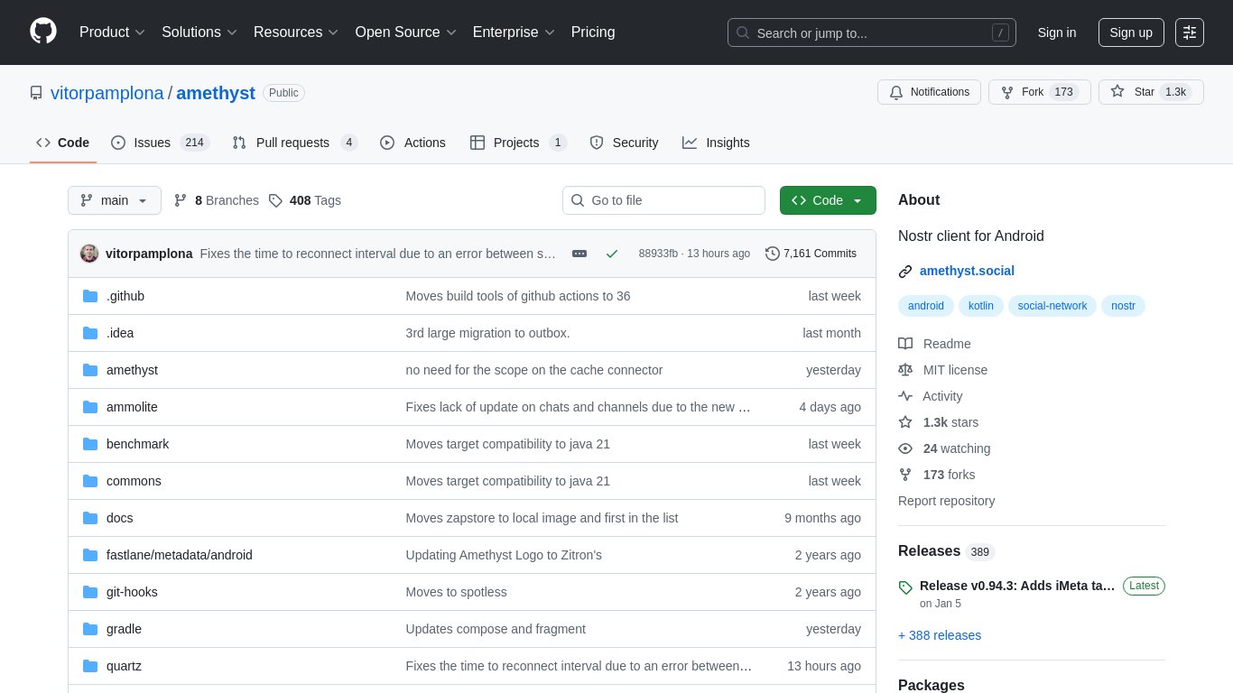 Amethyst Nostr Landing page
