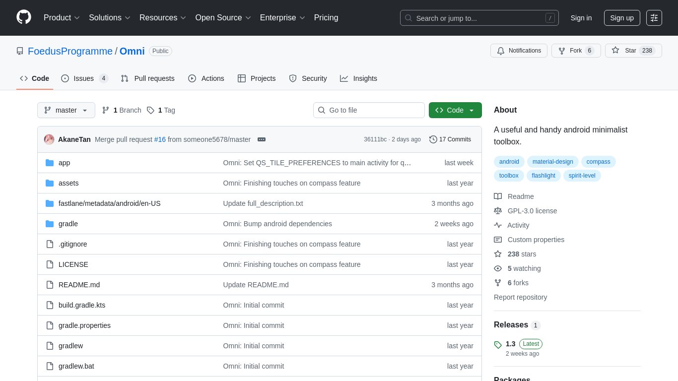 Omni Toolbox Landing page