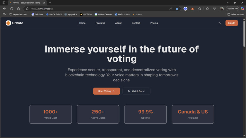 UrVote Landing Page