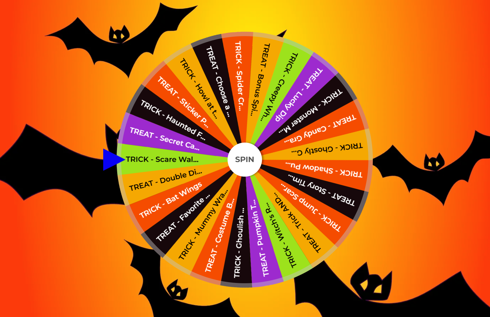 Random Wheel Spin Halloween Trick or Treat Wheel