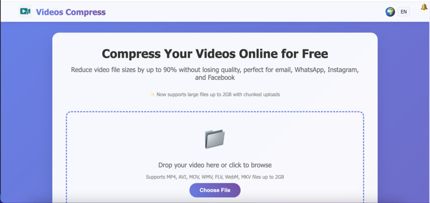 Videos Compress Landing Page