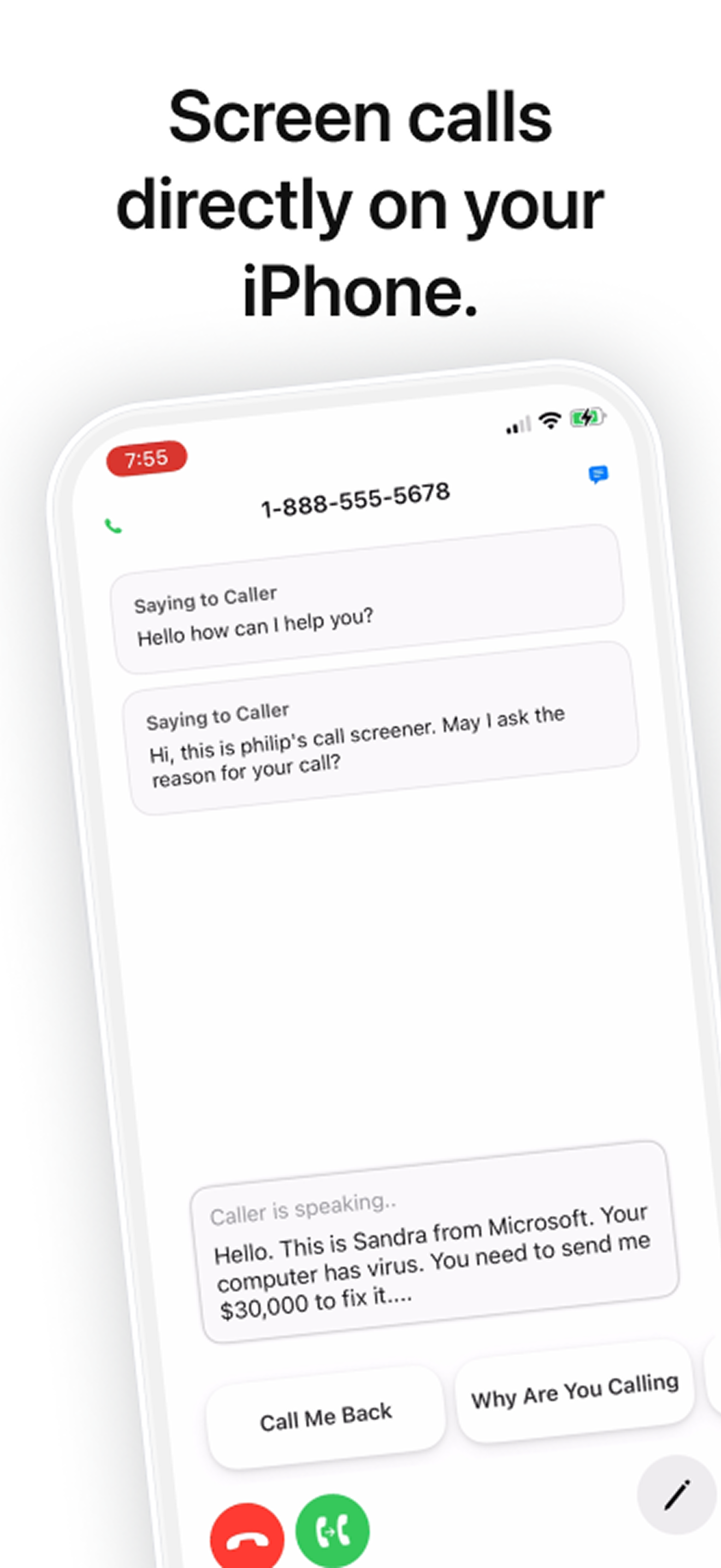 Phone Filter App screen
