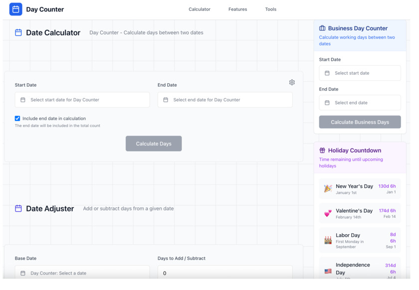 DayCounter.io Landing Page