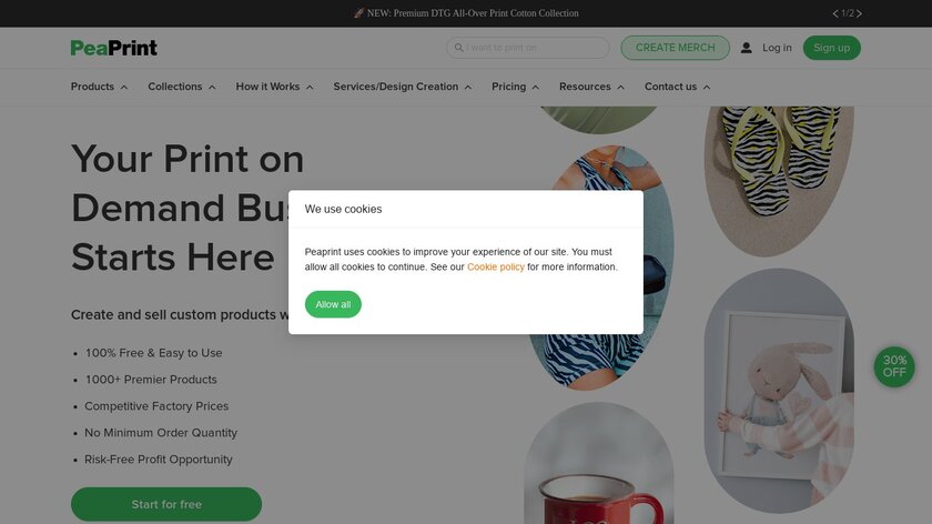 PeaPrint Landing Page