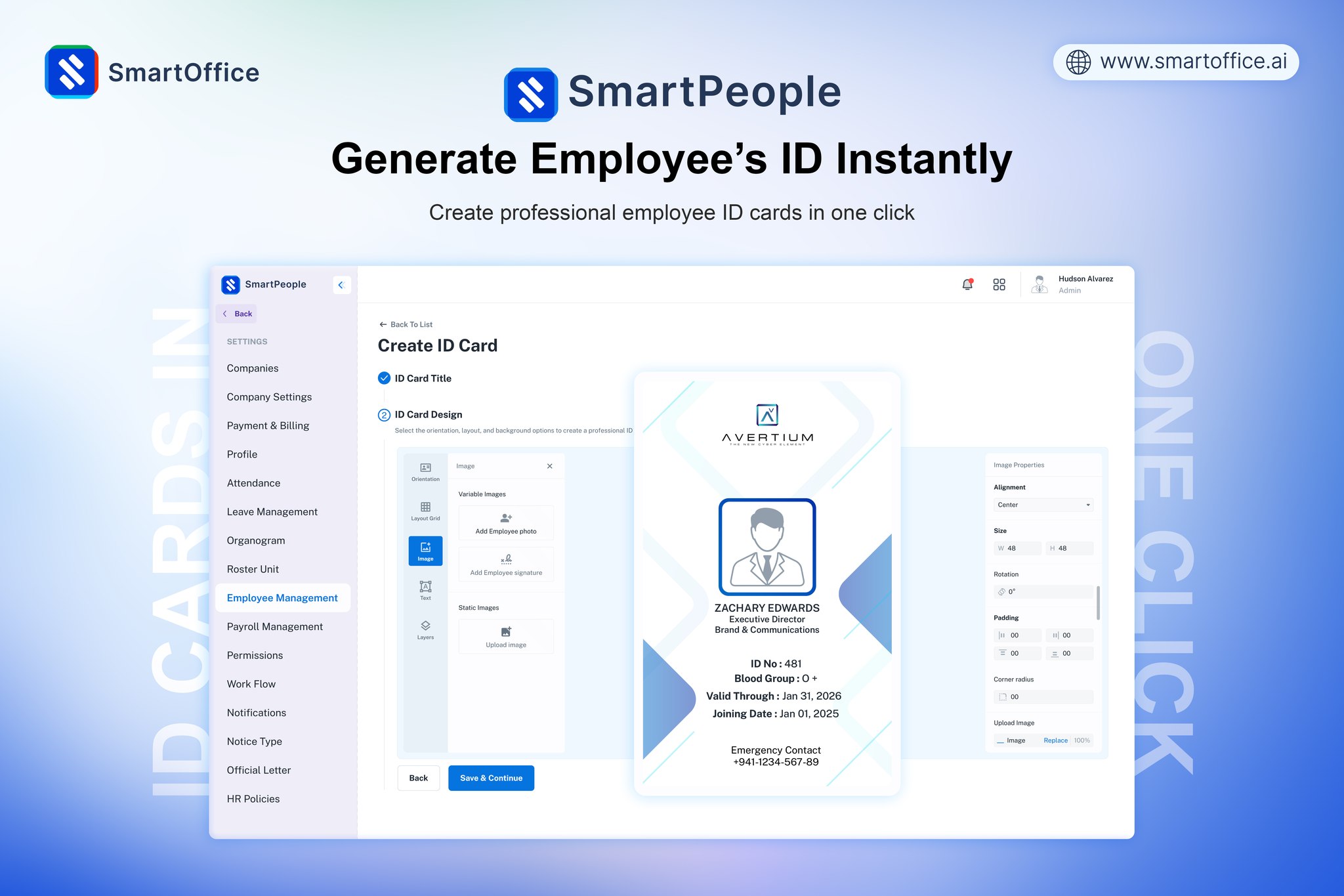SmartOffice.ai One Click Employee ID Generation